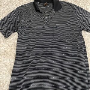 Men's Striped Polo Shirt - Black and White